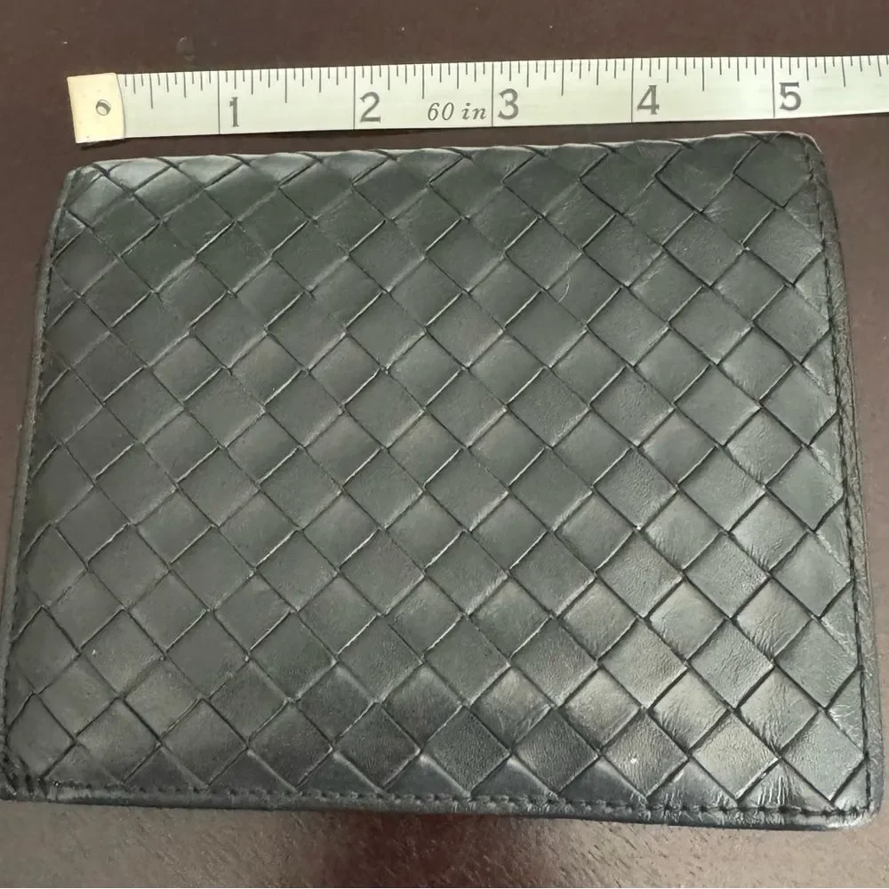Bottega Veneta Black Intrecciato Leather Bifold Wallet